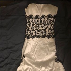 Wedding dress with black floral detail